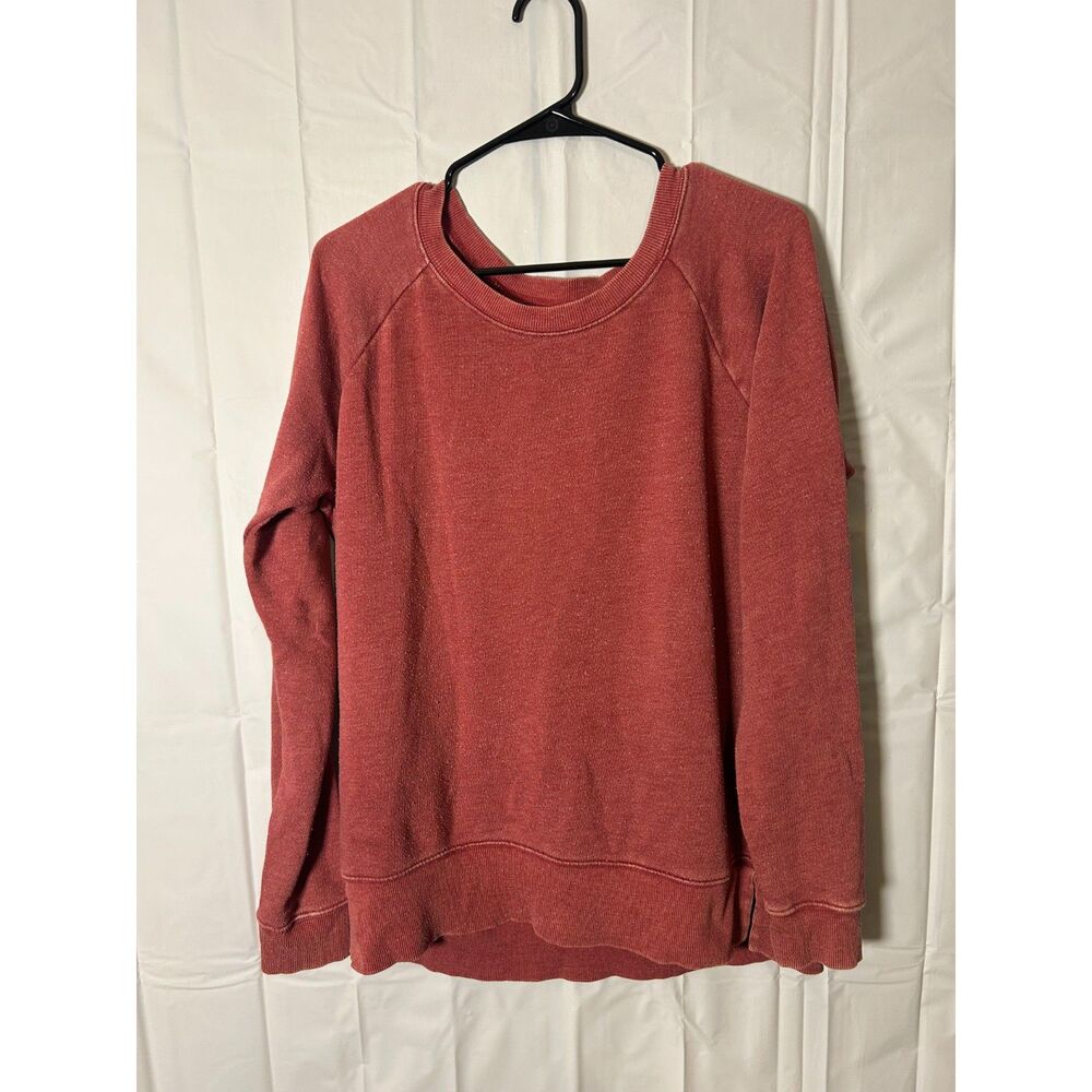 Maurices Terracotta Red Acid Wash Knit Sweatshirt Size XL Oversized Cozy